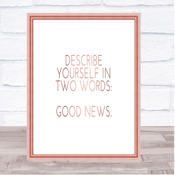 Describe Yourself Quote Print Poster Rose Gold Wall Art