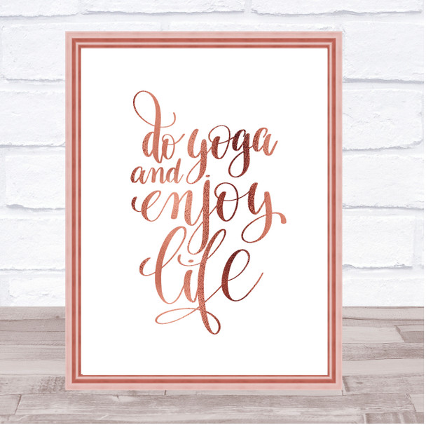 Do Yoga Quote Print Poster Rose Gold Wall Art