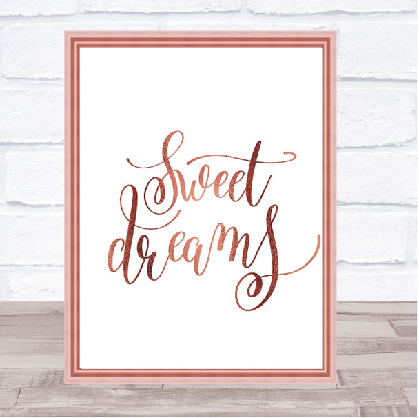 Dreams Quote Print Poster Rose Gold Wall Art