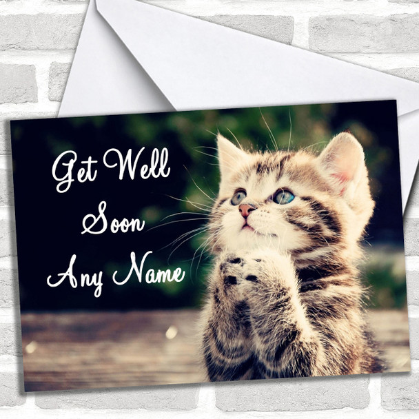 Cute Kitten Personalized Get Well Soon Card