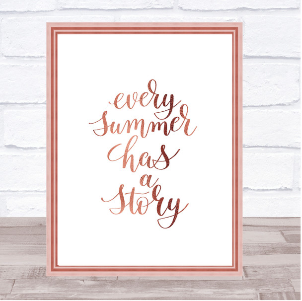 Every Summer Story Quote Print Poster Rose Gold Wall Art