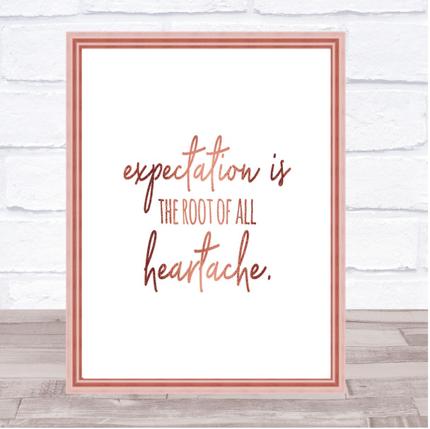 Expectation Quote Print Poster Rose Gold Wall Art