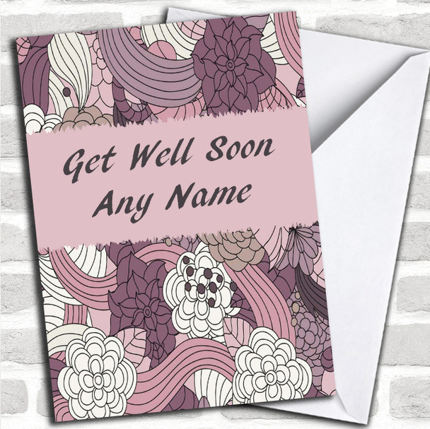 Purple & Pink Vintage Personalized Get Well Soon Card