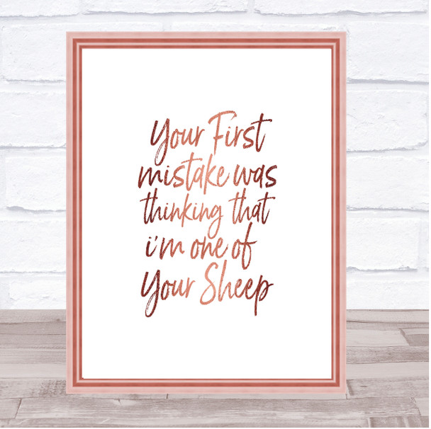 First Mistake Quote Print Poster Rose Gold Wall Art