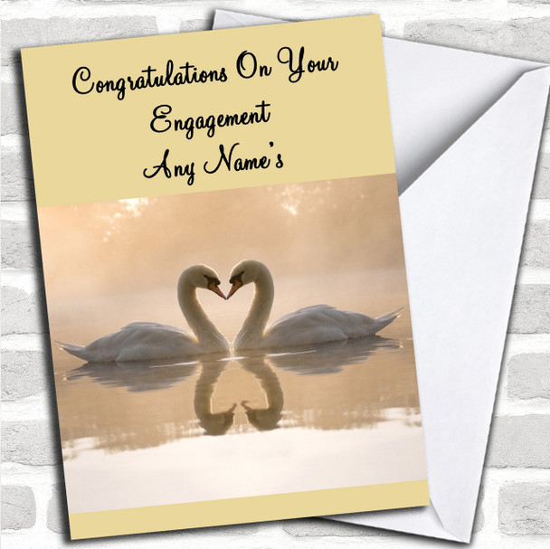 Romantic Swans Personalized Engagement Card