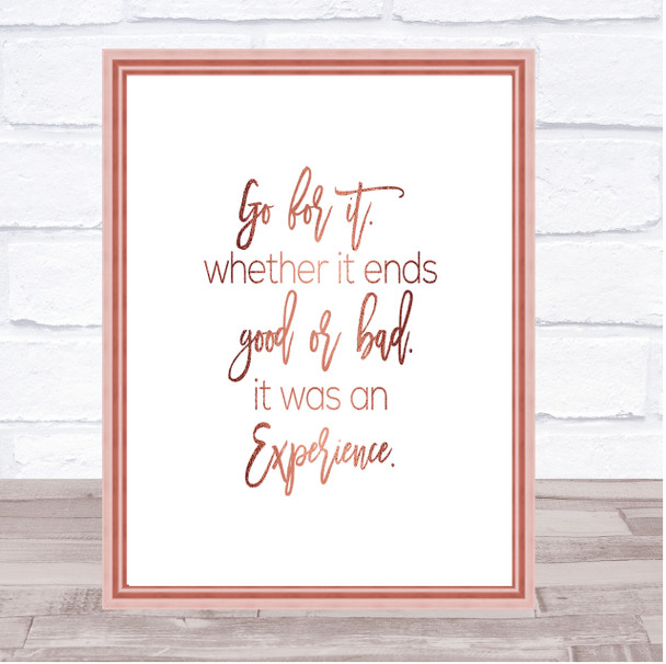 Go For It Quote Print Poster Rose Gold Wall Art