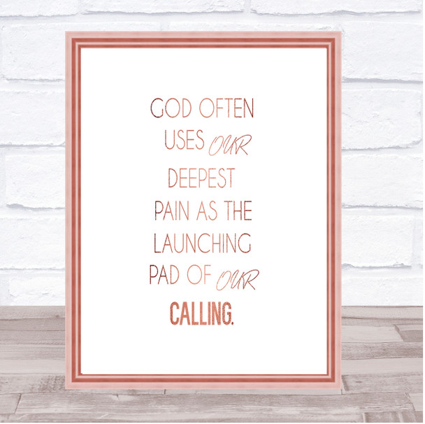 God Often Uses Quote Print Poster Rose Gold Wall Art