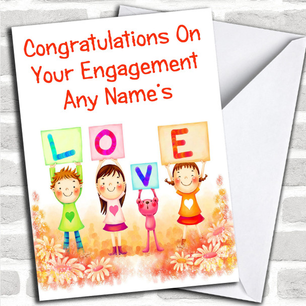 Cute Love Personalized Engagement Card