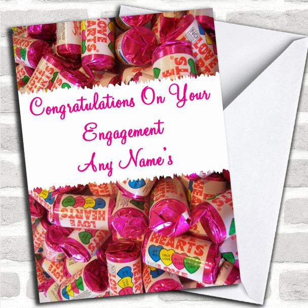 Love Heart Sweets Personalized Engagement Card