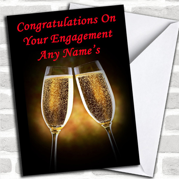 Champagne Personalized Engagement Card