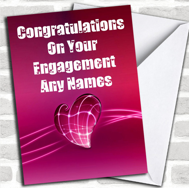 Electric Pink Heart Romantic Personalized Engagement Card