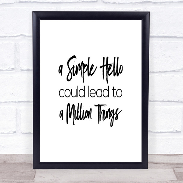 A Simple Hello Quote Print Poster Typography Word Art Picture