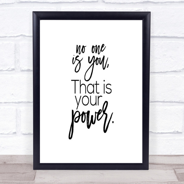 No One Is You Quote Print Poster Typography Word Art Picture