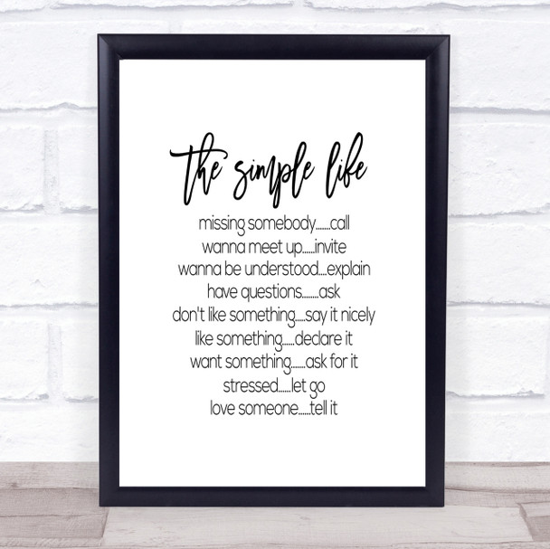 Simple Life Quote Print Poster Typography Word Art Picture