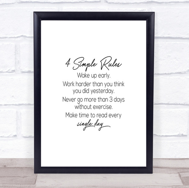 4 Simple Rules Quote Print Poster Typography Word Art Picture