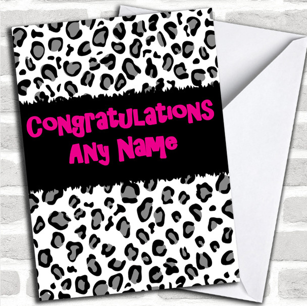 Black And White Leopard Print Personalized Congratulations Card