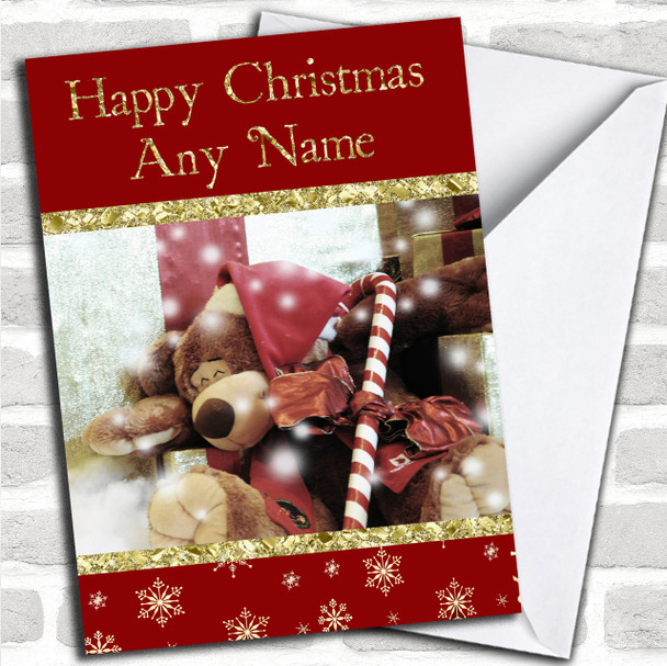 Candy Cane Bear Personalized Christmas Card