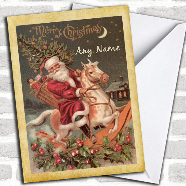 Traditional Vintage Santa Personalized Christmas Card
