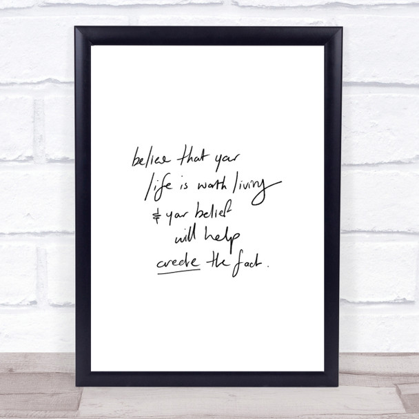 Worth Living Quote Print Poster Typography Word Art Picture