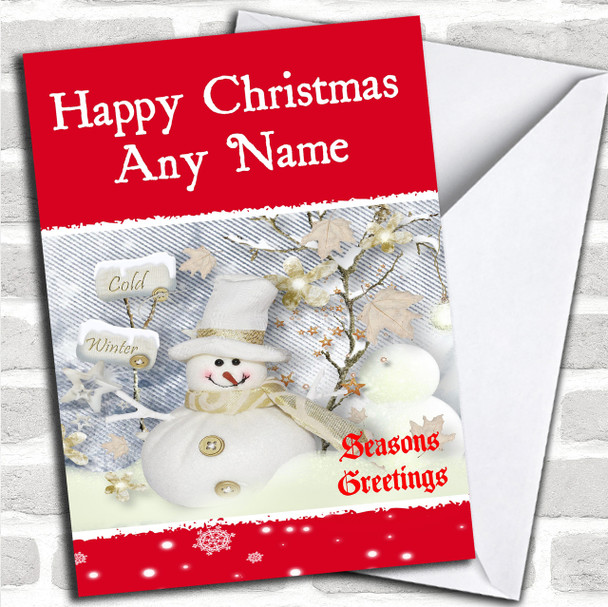 Winter Snowman Christmas Card Personalized