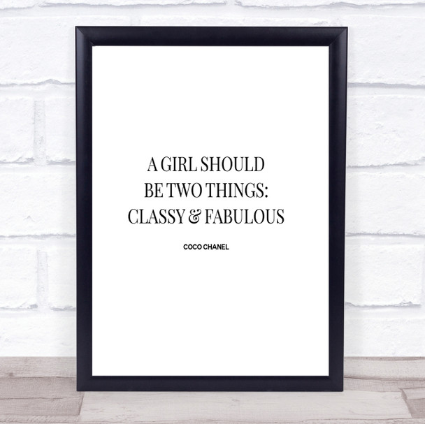 Coco Chanel Classy & Fabulous Quote Print Poster Typography Word Art Picture