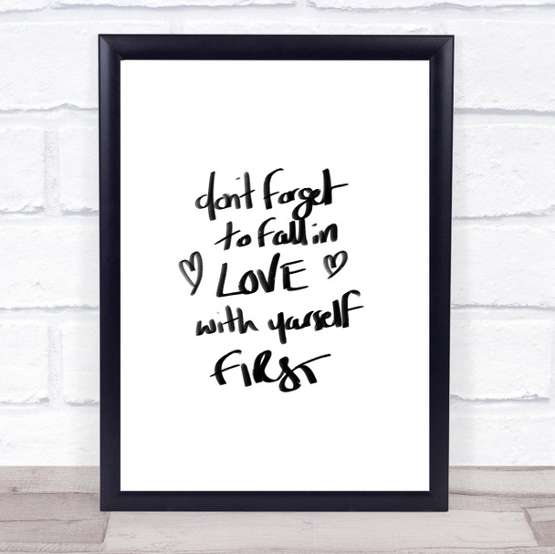 Fall In Love With Yourself Quote Print Poster Typography Word Art Picture