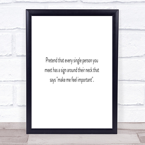 Feel Important Quote Print Poster Typography Word Art Picture