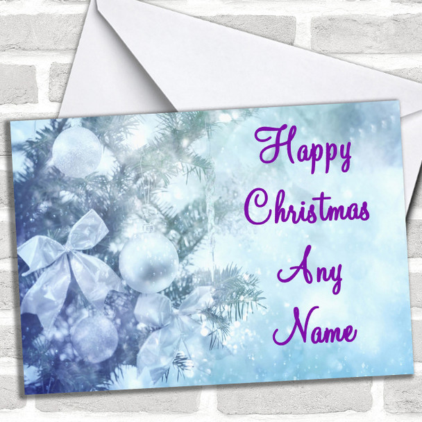 Pale Blue Christmas Card Personalized