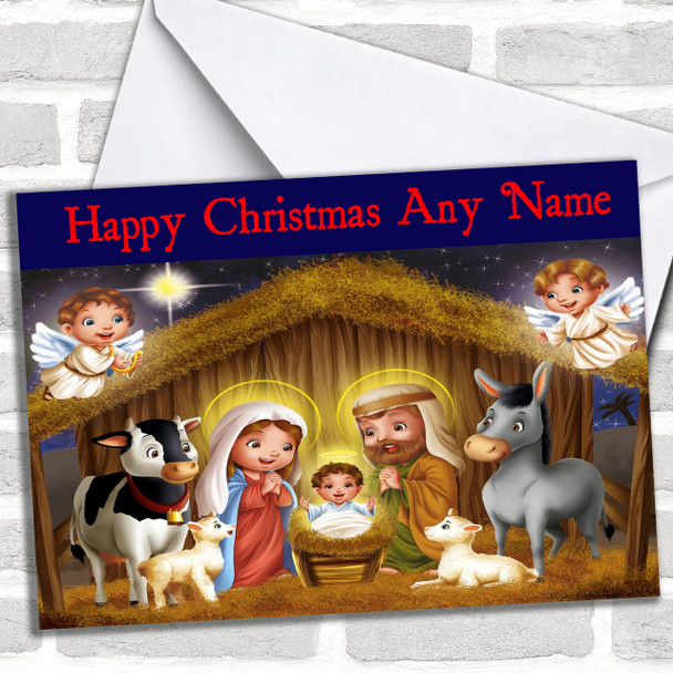 Nativity Scene Christmas Card Personalized