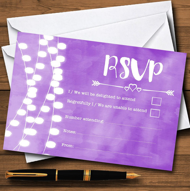 Purple and Lights Watercolour Personalized RSVP Cards