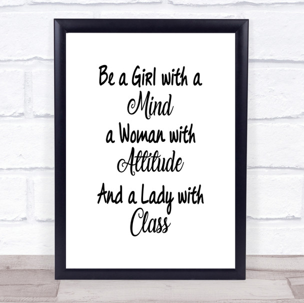 Girl With A Mind Quote Print Poster Typography Word Art Picture
