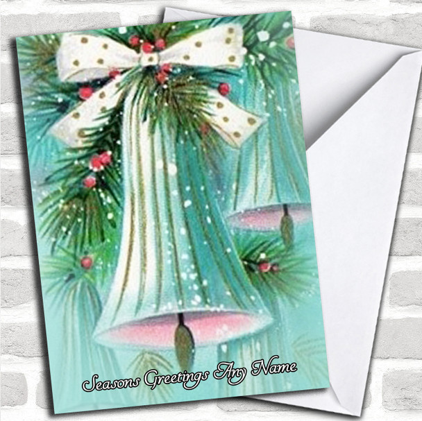 Drooping Bell Vintage Traditional Personalized Christmas Card