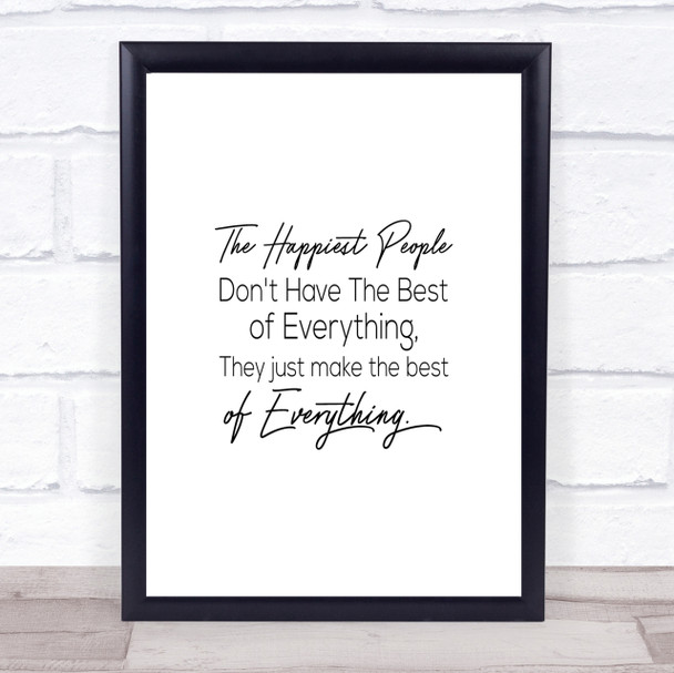 Happiest People Quote Print Poster Typography Word Art Picture