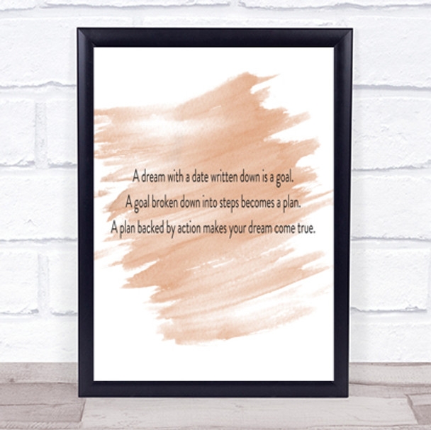A Plan Backed By Action Dreams Come True Quote Poster Print