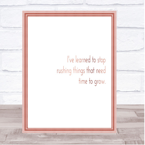 Stop Rushing Things That Need Time To Grow Quote Print Wall Art