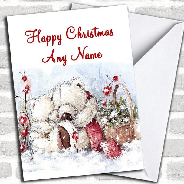 Romantic Bears Christmas Card Personalized