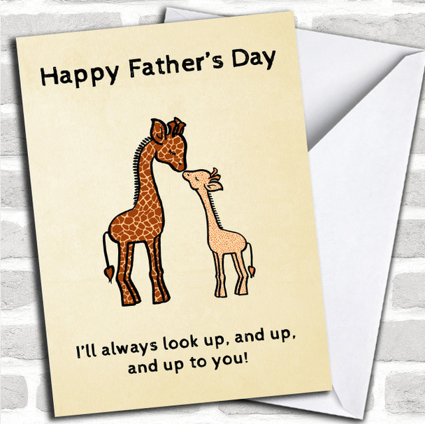Cute Funny Giraffe Look Up Personalized Father's Day Card