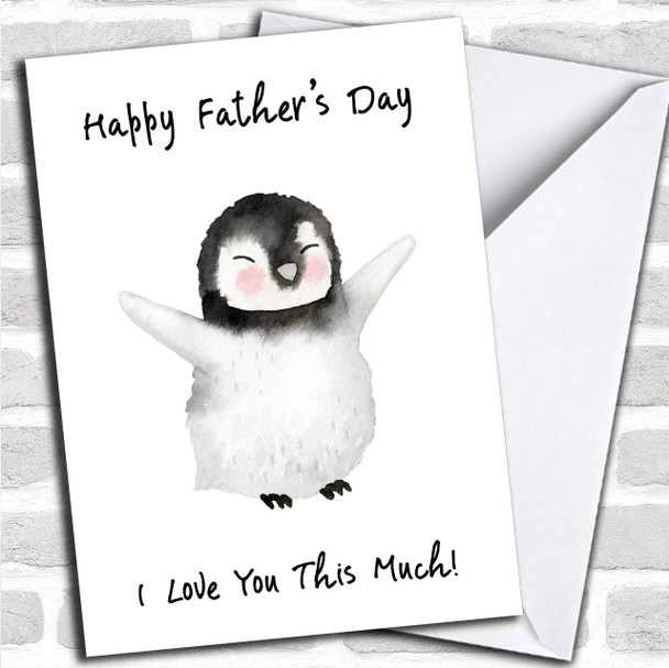 Cute Love You Penguin Personalized Father's Day Card