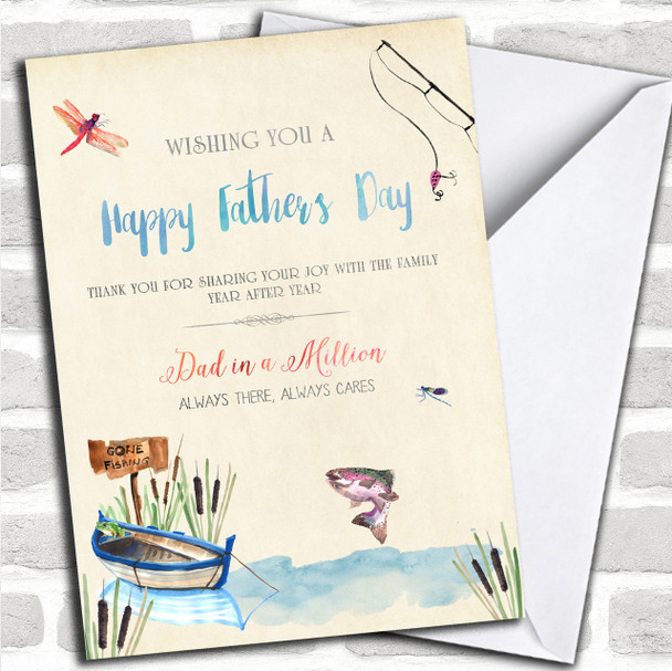 Dad Fishing Beautiful Words Personalized Father's Day Card