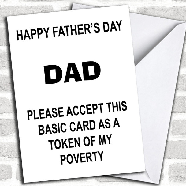 Funny Joke Poverty Personalized Father's Day Card