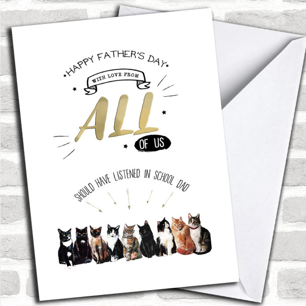 Modern Funny All Of Us Cats Personalized Father's Day Card