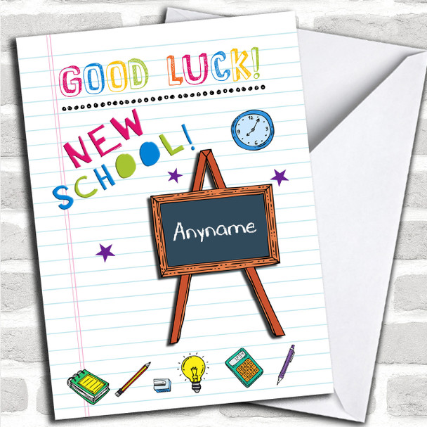 Class Room Blackboard Personalized Good Luck Card