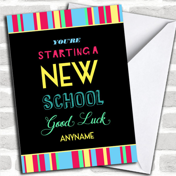 Colourful Modern New School Personalized Good Luck Card