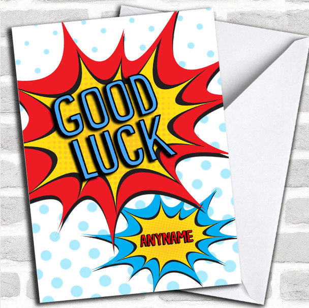Comic Pow Personalized Good Luck Card
