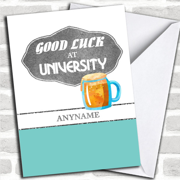 Funny University Beer Personalized Good Luck Card