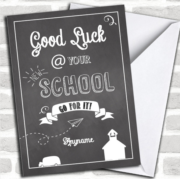 New School Chalk Personalized Good Luck Card