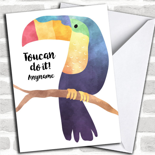 Toucan Do It Watercolour Personalized Good Luck Card