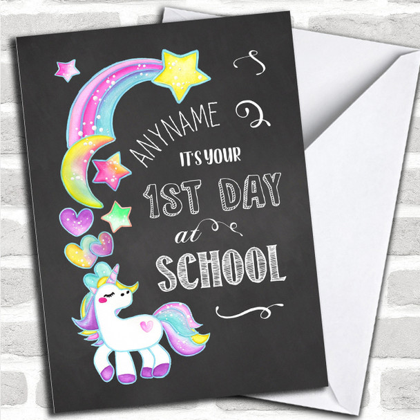 Unicorn Chalk Personalized Good Luck Card