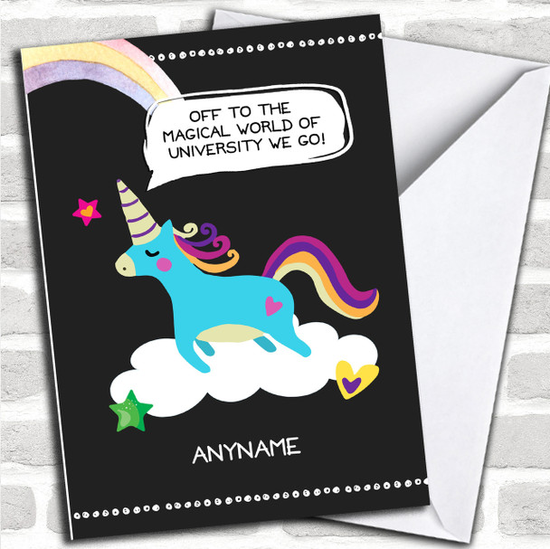 Unicorn Magical World University Personalized Good Luck Card