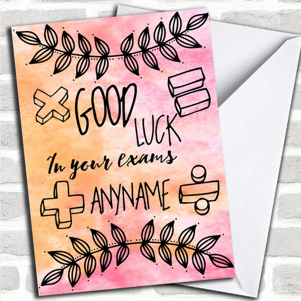 Watercolour Maths Symbols Good Luck In Exams Personalized Good Luck Card
